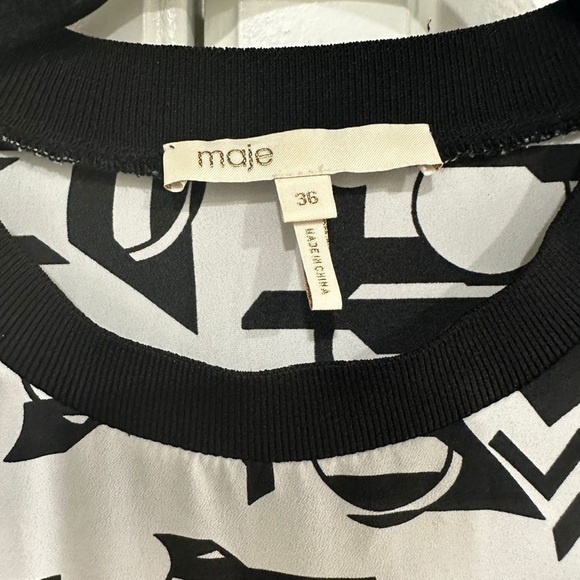 Maje White & Black Rosyla Abstract Print Midi Dress Size 36 US S - Picture 10 of 10